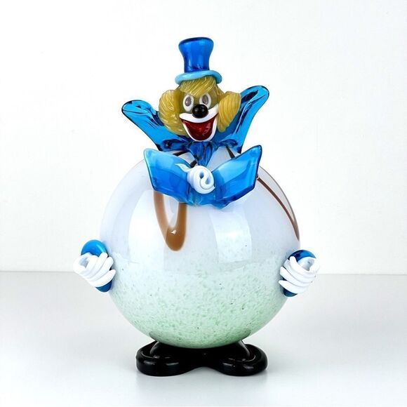 Vintage Murano Hand Blown Art Glass Circus  Clown Figurine Made In Italy - Picture 1 of 9
